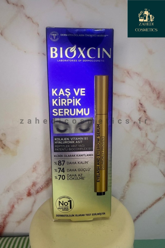 سرم تقویت مژه و ابرو بیوکسین حاوی کلاژن و هیالورونیک اسید Bioxcin Eyebrow and Eyelash Serum/ حجم 3 میل