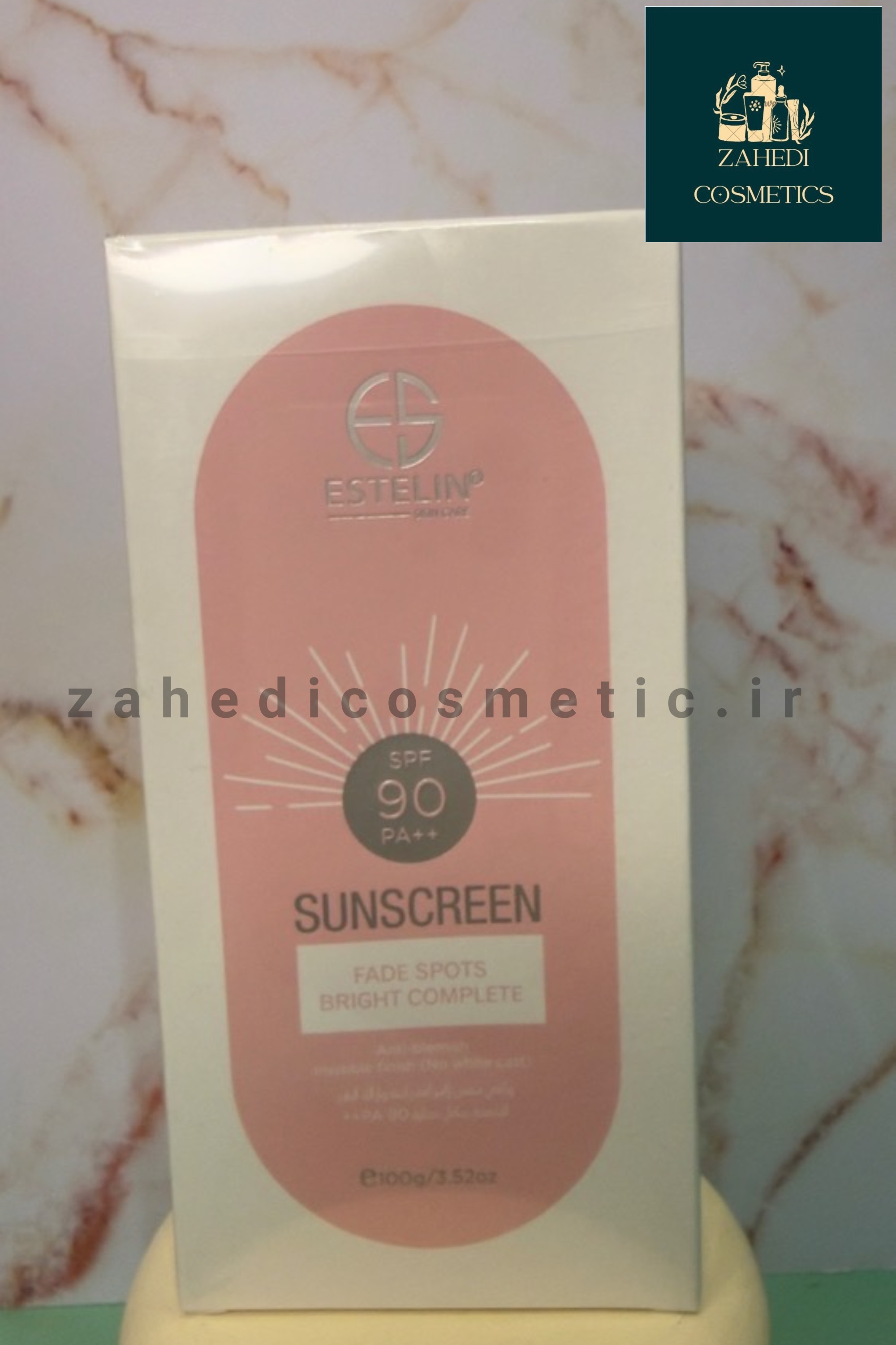 ضد آفتاب استلین رنگ صورتی SPF90 مدل Fade Spots Bright Complete/ حجم 100 میل